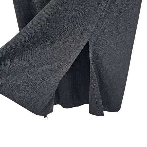 Misook Black Classic Knit Tunic Sz M Round Neck Short Sleeves Long Side Slits - Picture 3 of 8